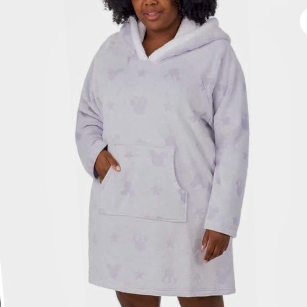 NWOT Disney Women's Sherpa Fleece Lounge Hoodie Size XL Minnie Mouse Lavender